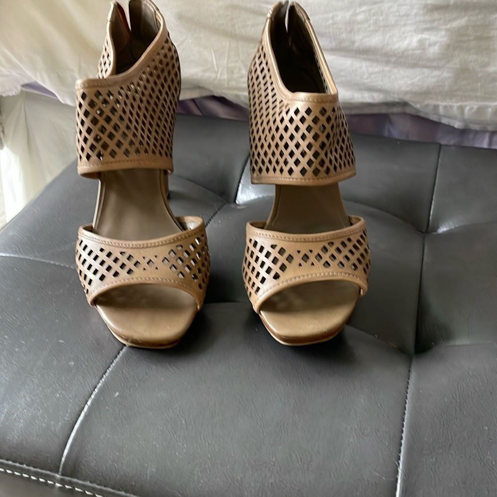 Franco Sarto wooden heel platform sandal size 8